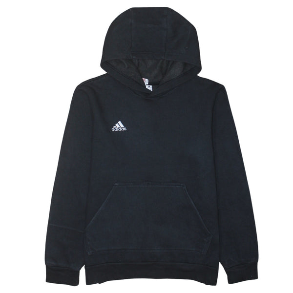 Adidas 90's Drawstring Pockets Pullover Hoodie Large Black