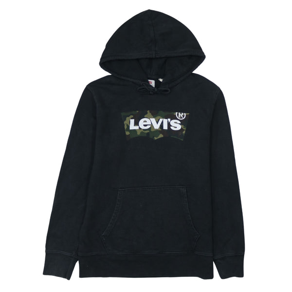 Levi's 90's Black Spellout Pullover Hoodie Men's Small Vintage