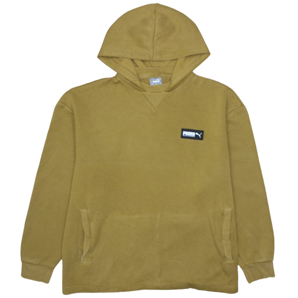 Puma 90's Khaki Green Lightweight Vintage Pullover Hoodie Large
