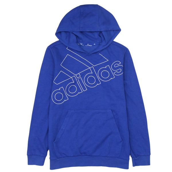 Adidas 90's Blue Spellout Cotton Pullover Hoodie Men's XSmall
