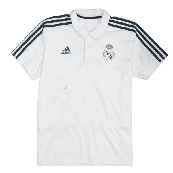 Adidas 90's Short Sleeves Quarter Button Polo Shirt Large White