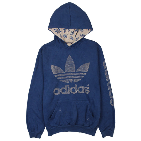 Adidas Spellout 90's Vintage Blue Hoodie Medium - Rare Retro Pullover