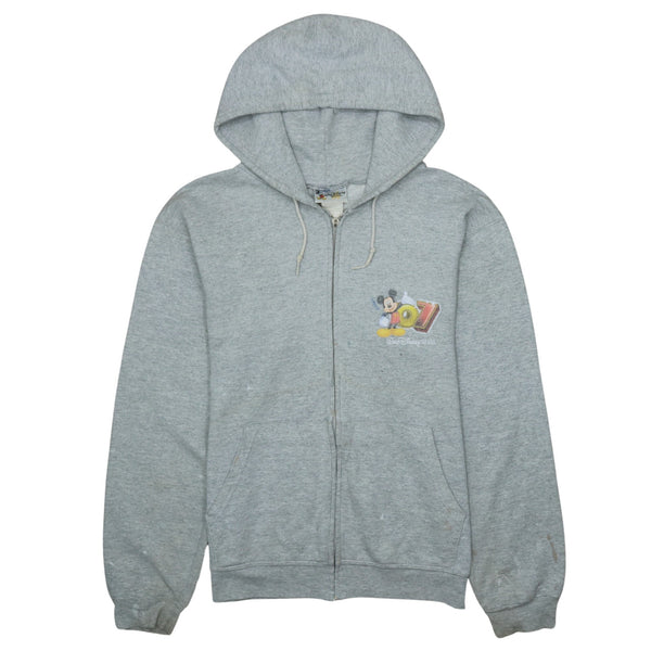 Disney 90's Walt Disney World Grey Full Zip Up Hoodie, Men's Medium