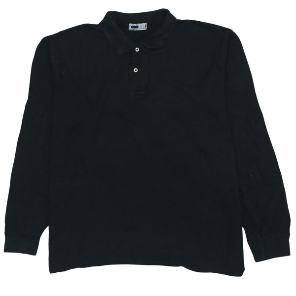 Vintage Fila 90's Men's Black Long Sleeve Button Polo Shirt XL