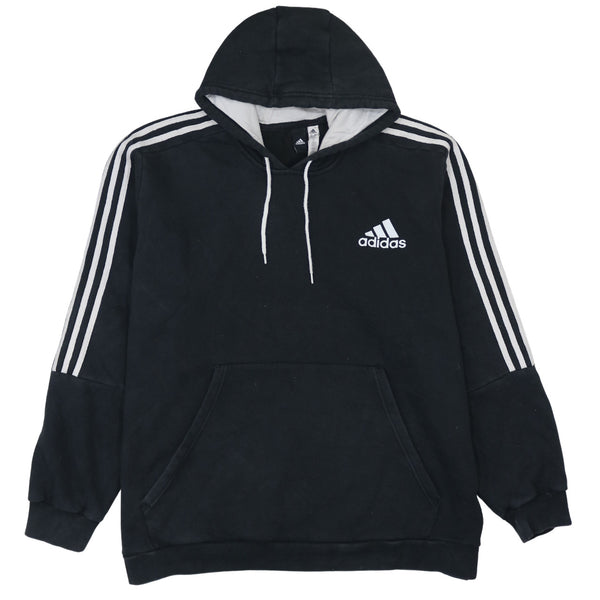 Adidas 90's Striped Sleeve Pullover Hoodie XXXLarge (3XL) Black
