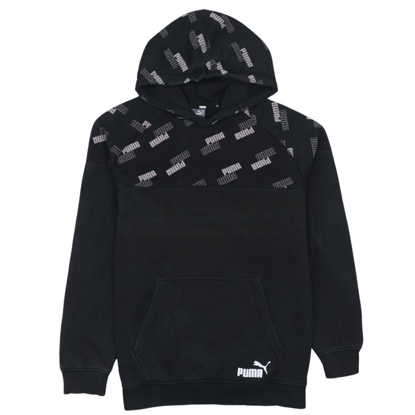 Puma Vintage 90's Black Drawstring Pullover Hoodie Small Cotton