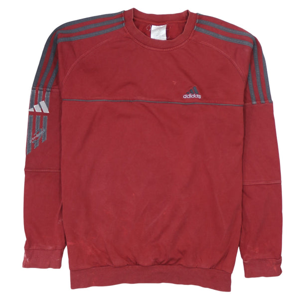 Adidas Red 90s Crew Neck Sweatshirt, Men's Medium, Striped Sleeve