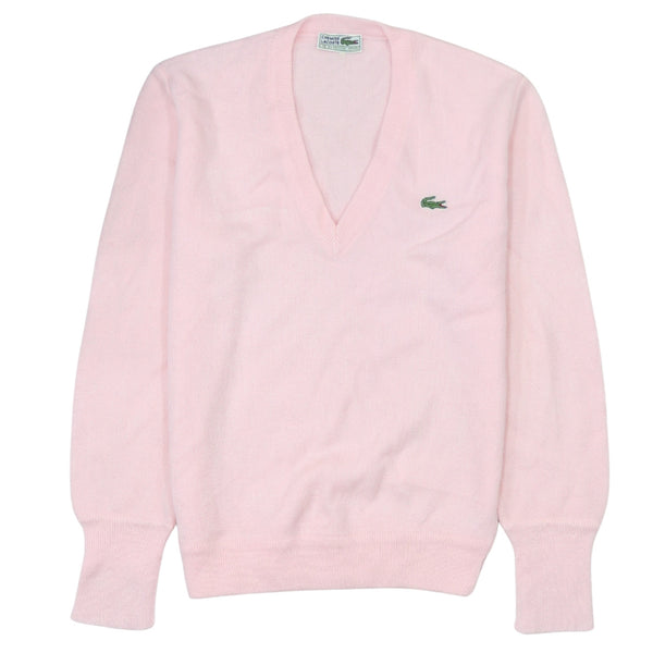 Vintage Lacoste 90's Pink Lightweight V Neck Sweatshirt Small