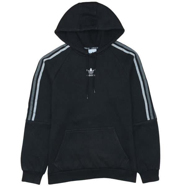 Adidas Vintage 90's Black Hoodie Small Striped Sleeve Pullover