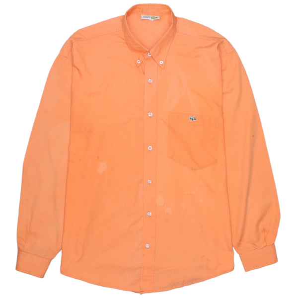 Vintage Lacoste 90's Men's Long Sleeve Orange Button Up Shirt Large