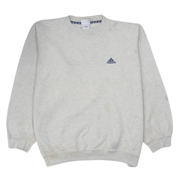 Adidas 90's Vintage Grey Crew Neck Sweatshirt Large - Lightweight Cotton