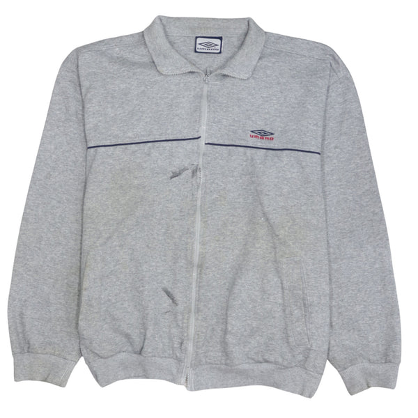 Umbro 90's Lightweight Full Zip Up Sweatshirt XLarge Grey