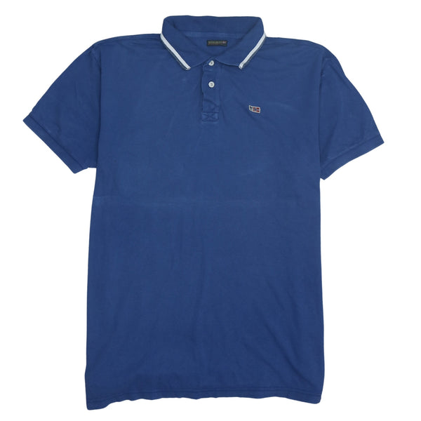 Napapijri 90's Short Sleeves Quarter Button Polo Shirt XXXLarge (3XL) Blue
