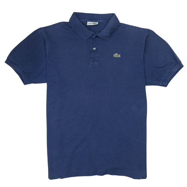Lacoste 90's Short Sleeves Quarter Button Polo Shirt Large  Navy Blue
