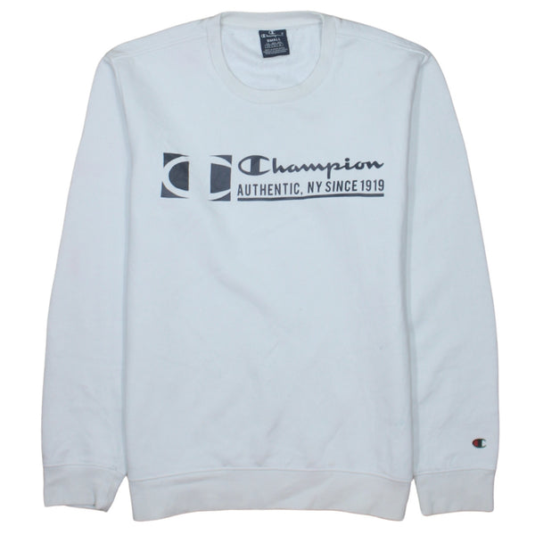 Champion 90's Swoosh Crew Neck Sweatshirt Small White