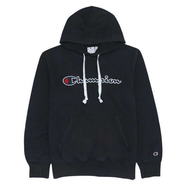 Champion 90's Black Spellout Pullover Hoodie Men's Large Vintage