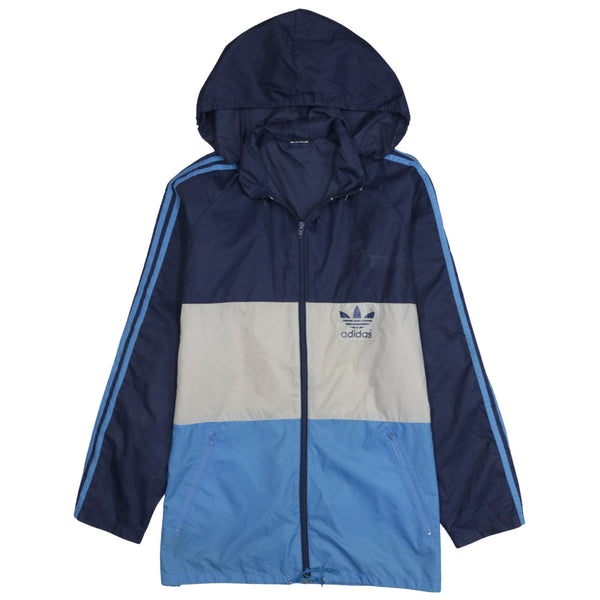 Adidas 90's Hooded Full Zip Up Windbreaker Medium  Navy Blue