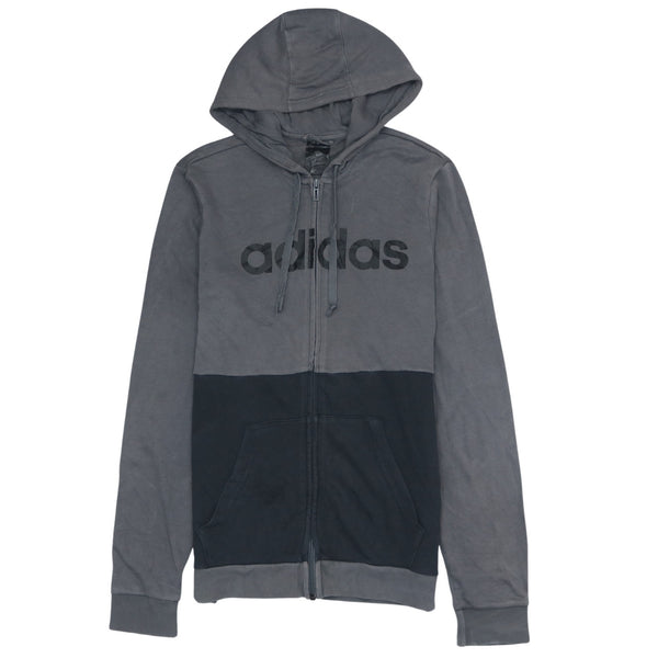 Adidas Vintage 90's Grey Spellout Full Zip Hoodie Men's Small