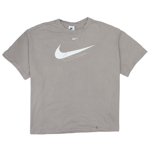 Nike 90's Beige Cream Center Middle Swoosh Short Sleeves T-Shirt XLarge
