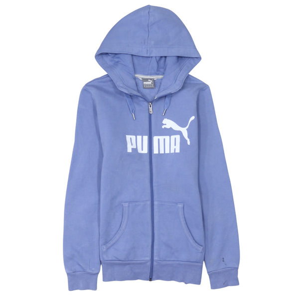 Puma 90's Spellout Full Zip Up Hoodie Medium Blue