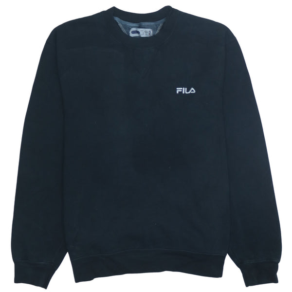 Vintage Fila 90's Heavyweight Black Crew Neck Sweatshirt Large