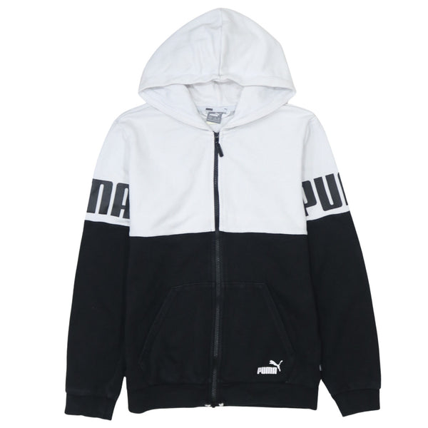 Puma 90's Drawstring Pockets Full Zip Up Hoodie Large Black