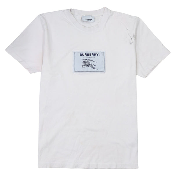 Burberry Women's Vintage 90's Spellout White Short Sleeve T-Shirt Large