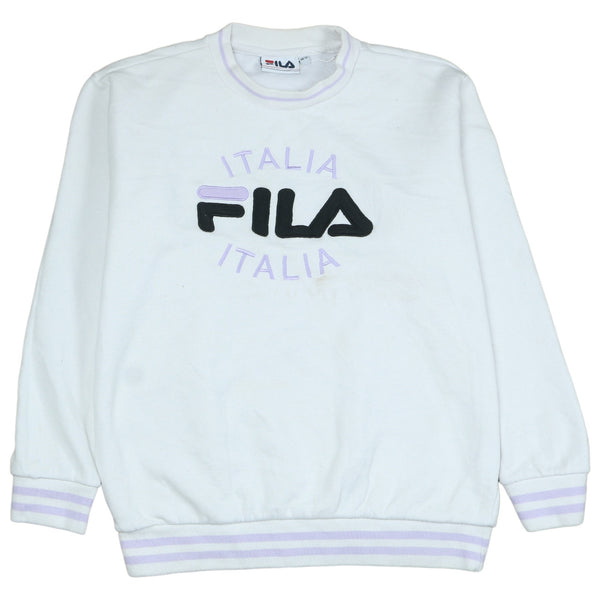 Fila 90's Women's Medium White Spellout Crew Neck Sweatshirt VTG