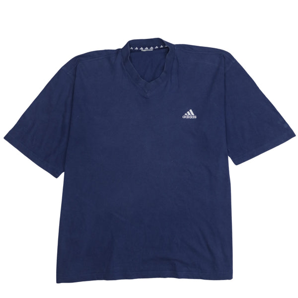 Adidas 90's Short Sleeves V Neck T Shirt XLarge  Navy Blue