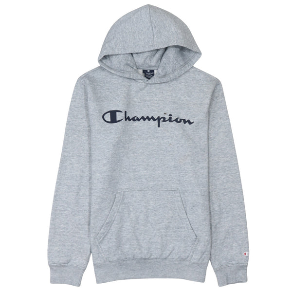 Champion 90's Spellout Pullover Hoodie Medium Grey