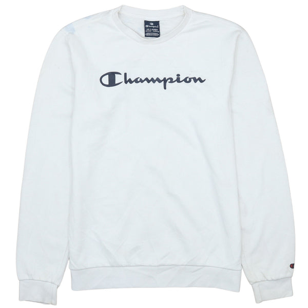 Champion 90's Vintage White Spellout Crew Neck Sweatshirt 2XL