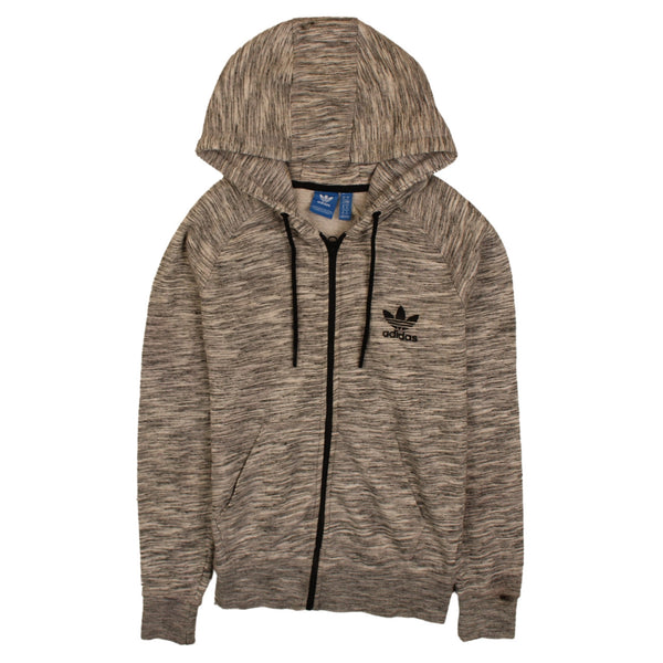 Adidas 90's Grey Small Vintage Drawstring Pocket Full Zip Hoodie