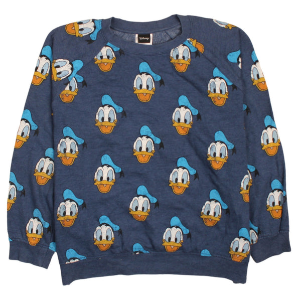 Disney 90's Duck Crew Neck Sweatshirt XLarge Navy Blue