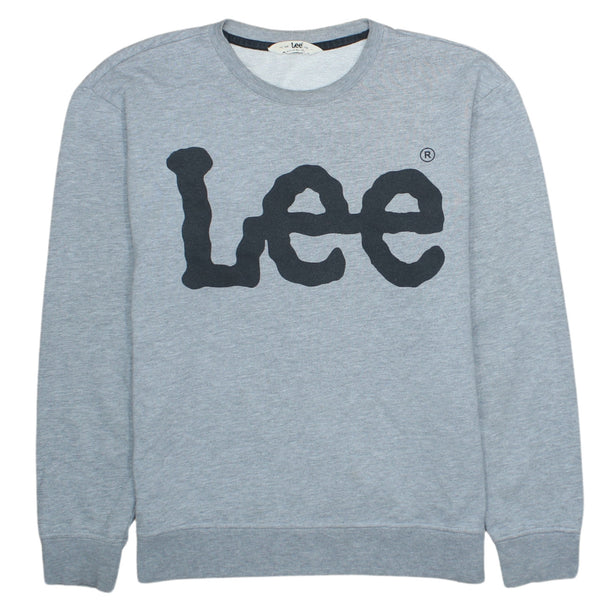 Vintage Lee 90's Spellout Crew Neck Sweatshirt Medium Grey Cotton