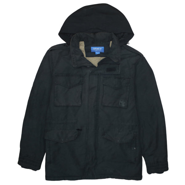 Adidas 90's Hooded Full Zip Up Windbreaker Large Black