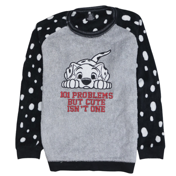 Disney 90's Dalmatian Dog Crew Neck Sweatshirt Medium Grey