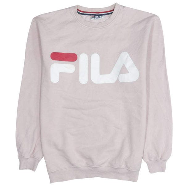 Vintage 90's Fila Pink Spellout Crew Neck Sweatshirt Size Small
