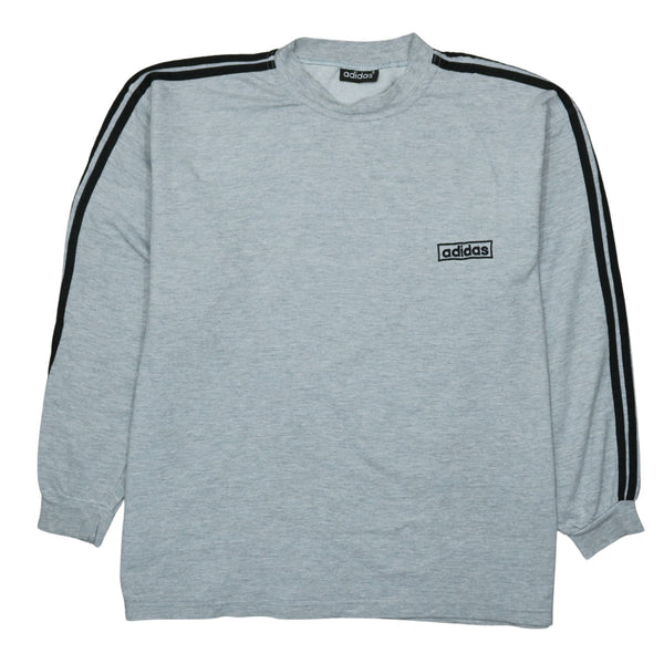 Adidas 90's Striped Sleeve Crew Neck Sweatshirt XLarge  Grey