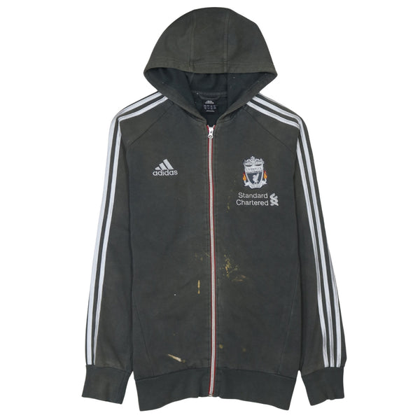Adidas 90's Striped Sleeve Full Zip Up Hoodie Small  Black