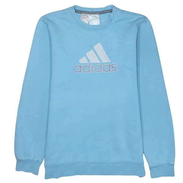 Adidas 90's Spellout Crew Neck Sweatshirt Small  Blue