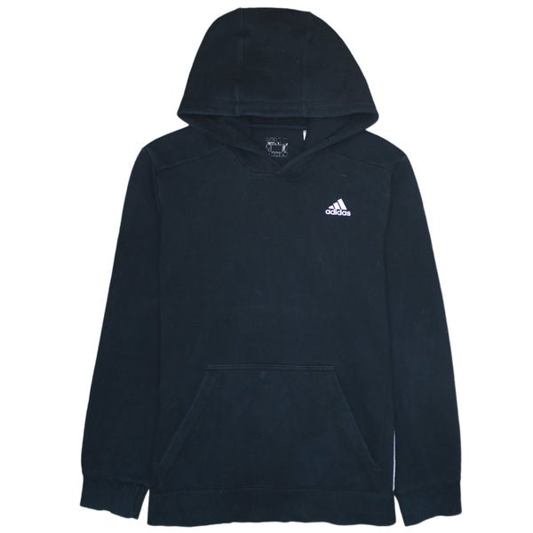 Adidas 90's Drawstring Pockets Pullover Hoodie Medium Black
