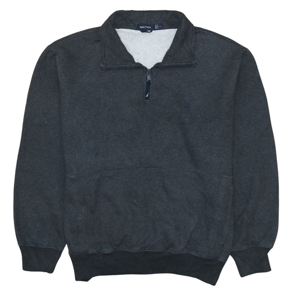 Vintage 90's Nautica Black Lightweight Quarter Zip Sweatshirt Large