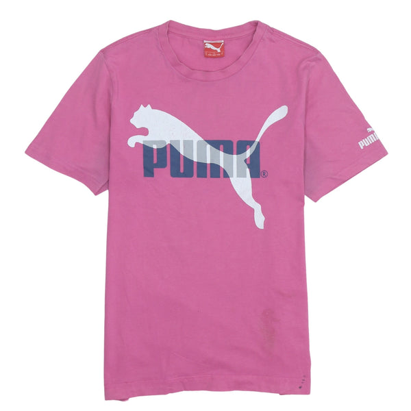 Puma 90s Vintage Men's Pink Spellout Short Sleeve Tee Size Small