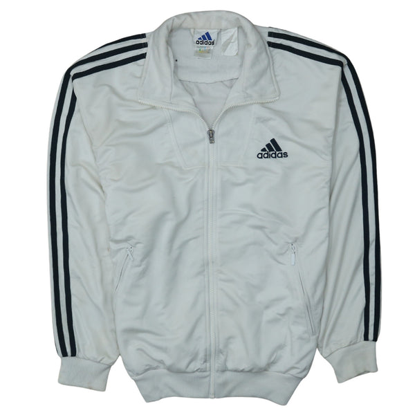 Adidas 90's White Striped Sleeve Sweatshirt Small Full Zip