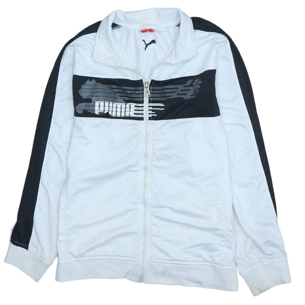 Puma 90's Vintage White Full Zip Up Sweatshirt Large