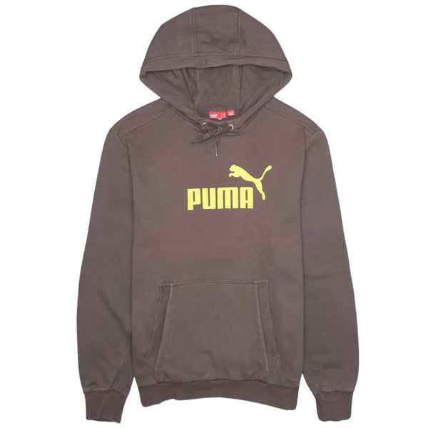 Puma 90's Spellout Pullover Hoodie Medium Brown Vintage Cotton