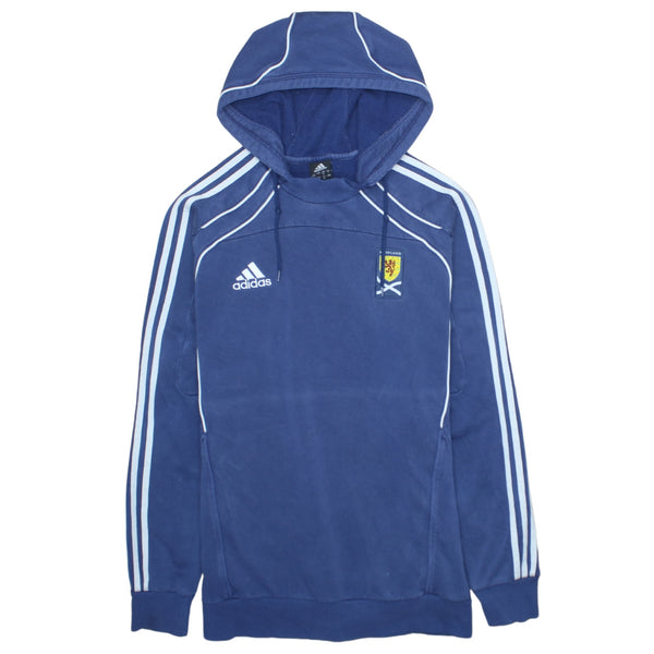 Adidas 90s Blue Striped Sleeve Pullover Hoodie Men's Medium Cotton