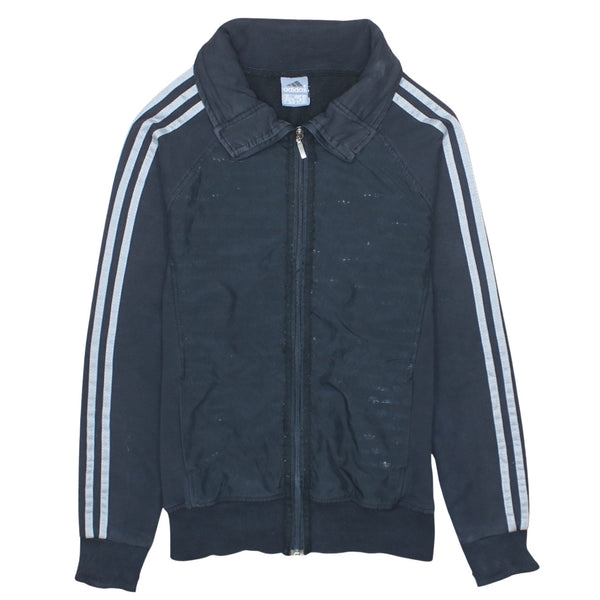 Adidas Vintage 90's Striped Sleeve Large Black Sweatshirt Full Zip