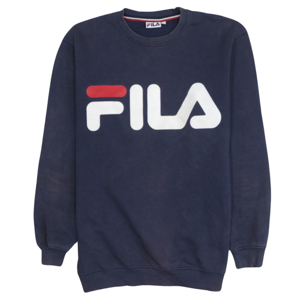 Fila 90's Spellout Crew Neck Sweatshirt Small Navy Blue
