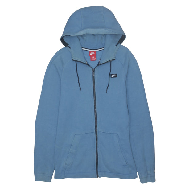 Vintage Nike 90s Blue Swoosh Hoodie | Men's Small | Full Zip Up